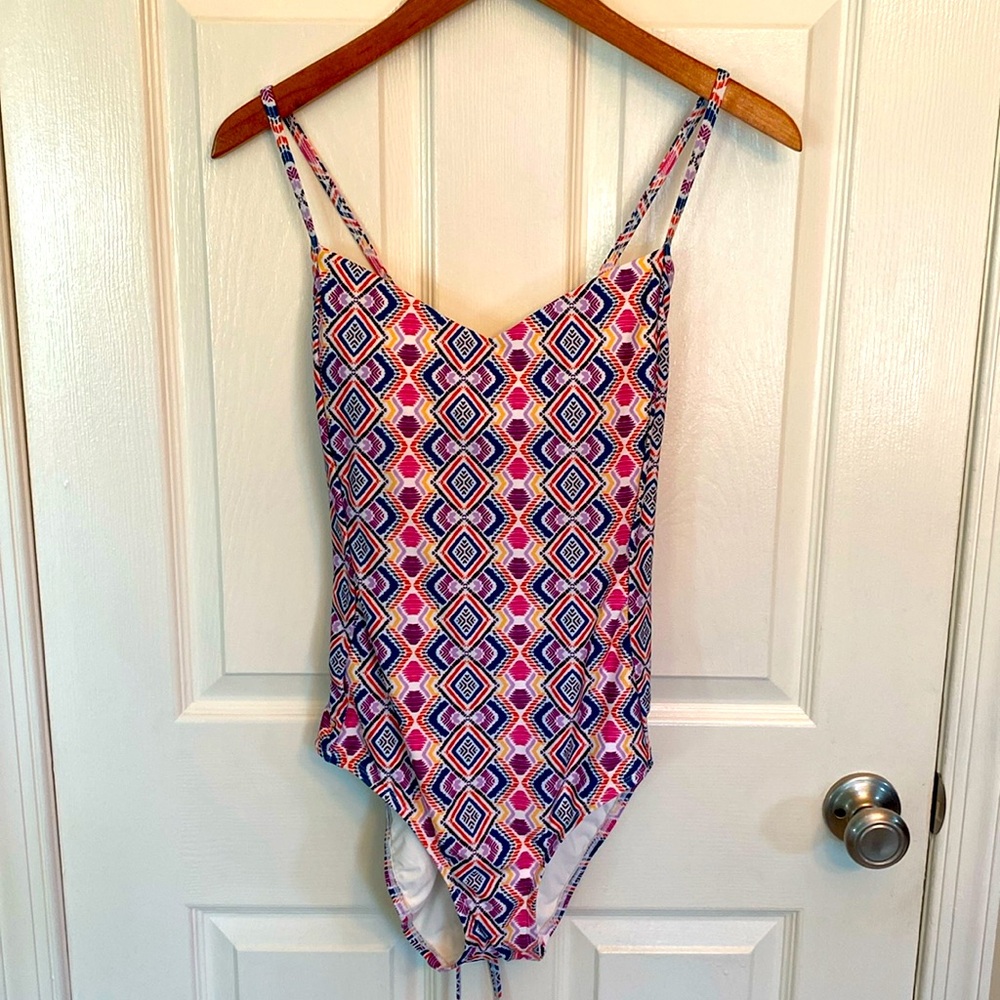 Anthropologie Mauve medium M NWT NEW Swimsuit bathing Suit one-piece Lace up